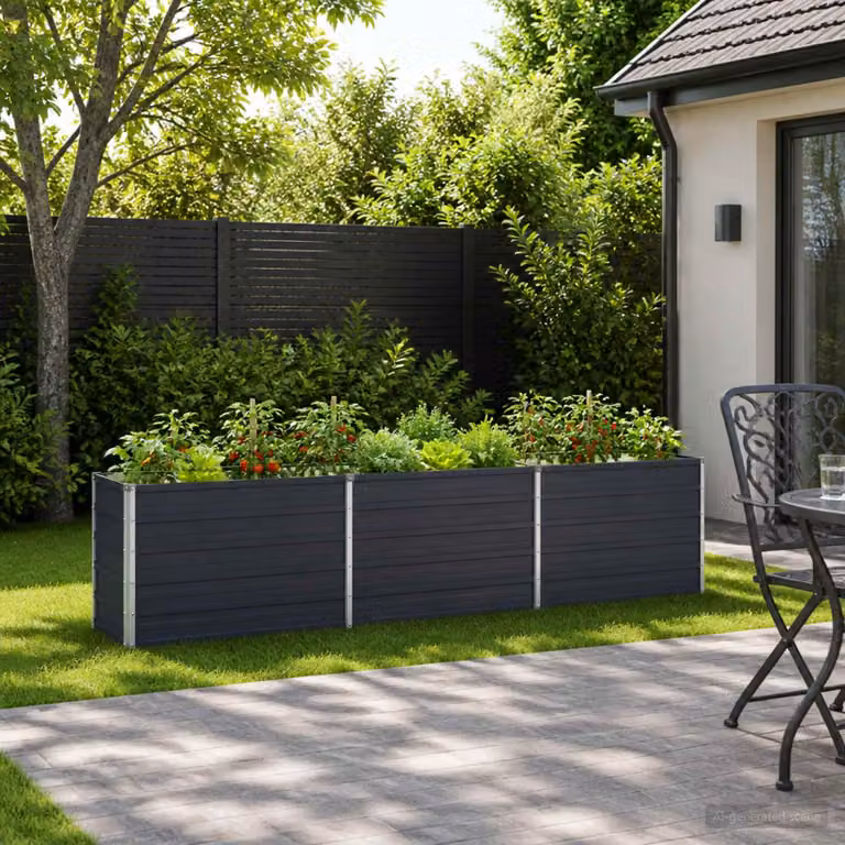 Letto rialzato da giardino vidaXL in metallo Antracite L: 240 cm, P: 40 cm, H: 55 cm