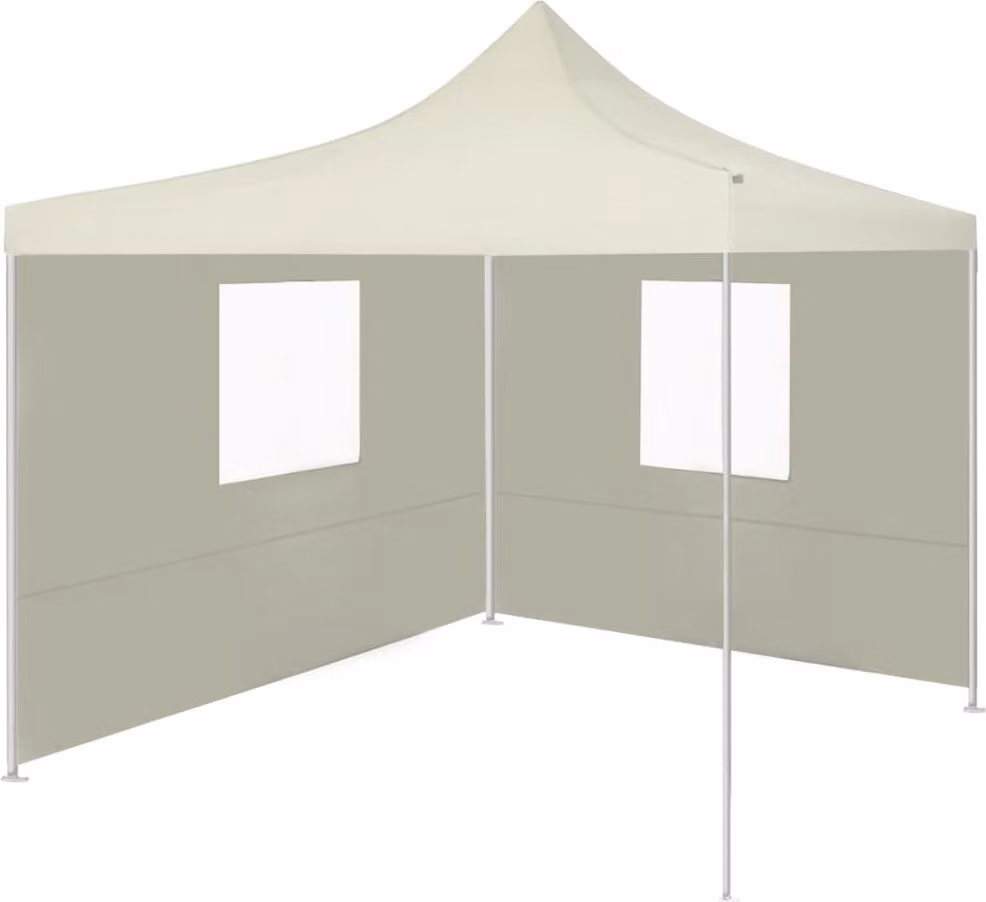 Tenda Pieghevole con 2 Pareti 291x291x315 cm Crema