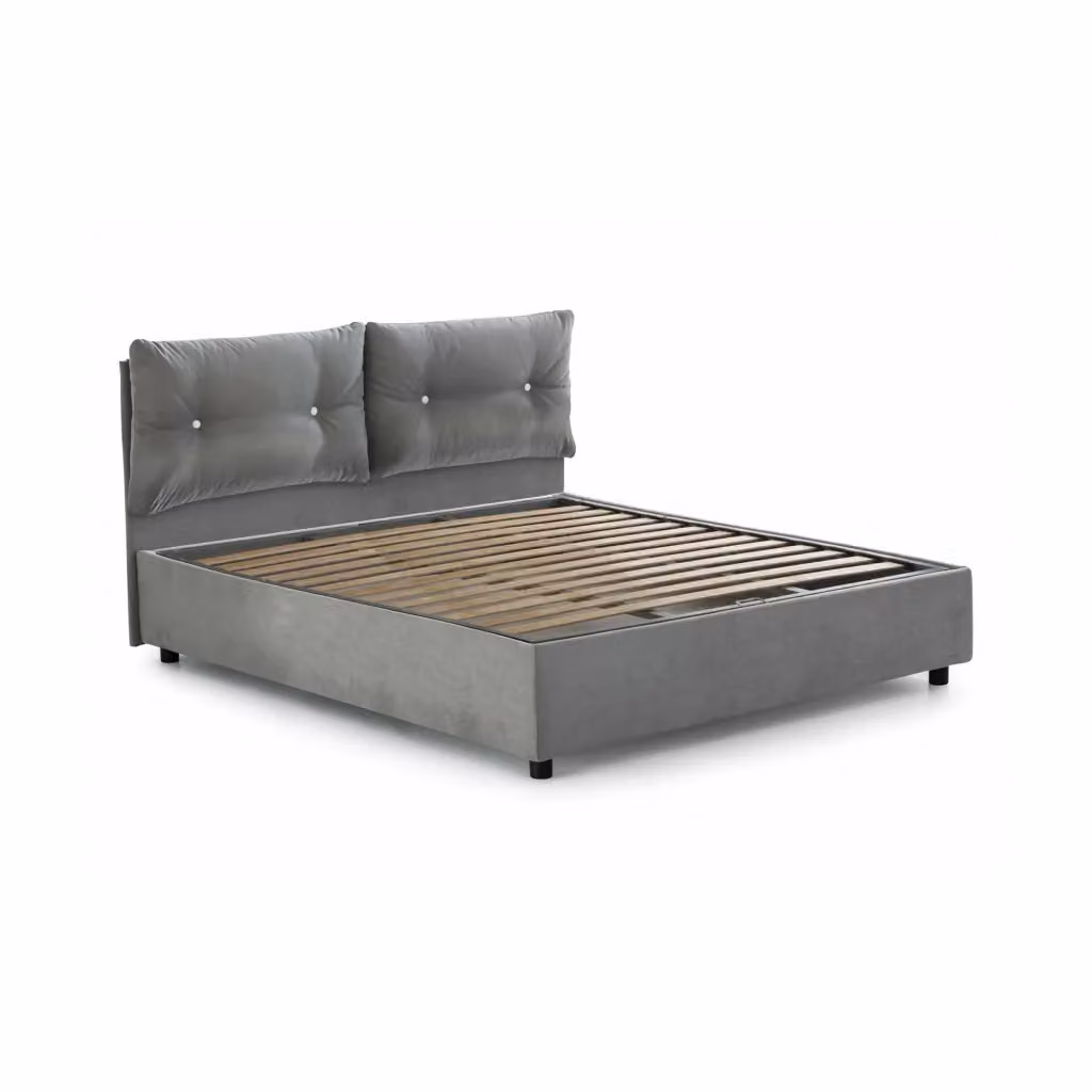 Letto Matrimoniale Talamo Italia con Contenitore a Alzata, Rivestimento in Tessuto Grigio, L/P/H: 160 x 200 x 175 cm – 2