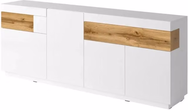 Buffet 3 porte 2 cassetti KILES – Bianco e quercia – Design moderno spazioso