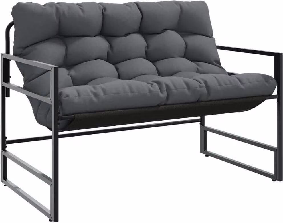 Panchina da Giardino con Cuscino Antracite 113 cm in Acciaio