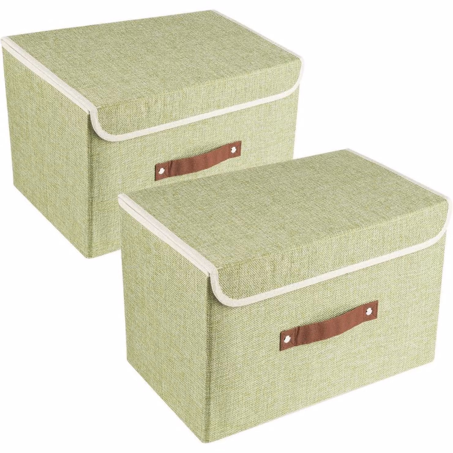 Contenitore pieghevole con coperchio, in tessuto, lavabile, dimensioni 38x25x25 cm, confezione da 2, colore verde