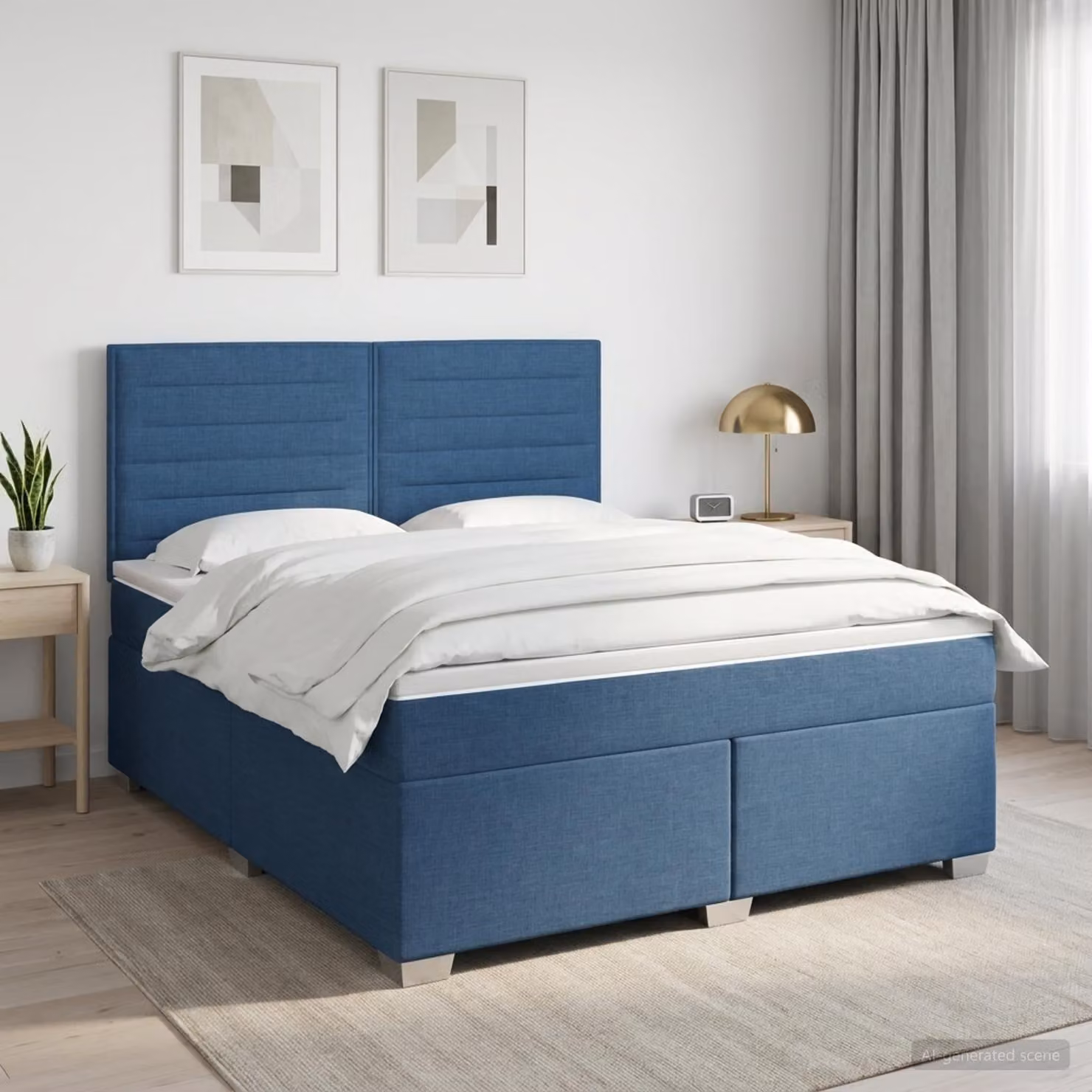 Maison Exclusive - Letto boxspring con materasso blu 180 x 200 cm Tessuto