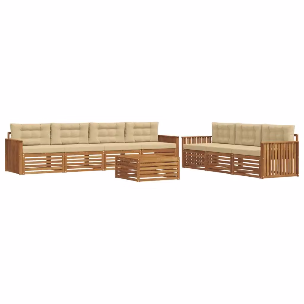 Set di mobili da giardino vidaXL composto da 8 pezzi in legno di acacia con cuscini beige e sabbia per esterno – 2