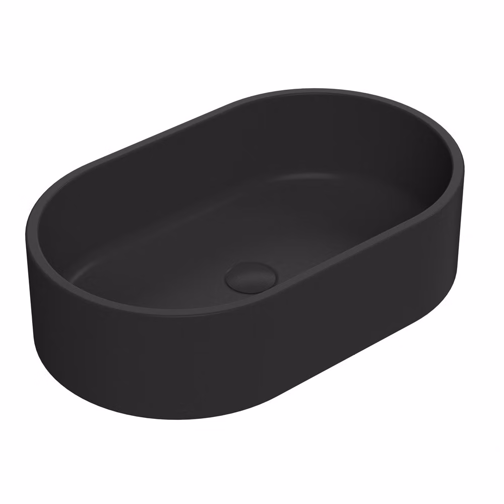 Lavabo Appoggio Ovale Nero Opaco 565x350mm – Moderno