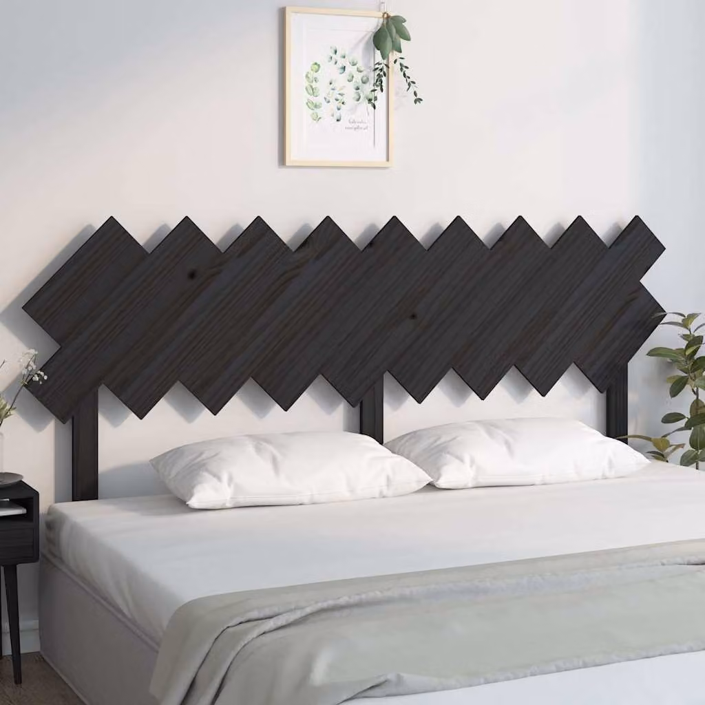 Testiera per letto vidaXL in legno massello di pino nero, stile rustico, L: 178 cm, P: 3 cm, H: 80,5 cm