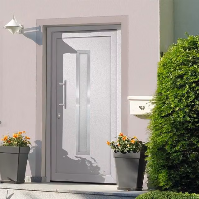 Porta d'ingresso moderna vidaXL bianca con inserto in vetro in acciaio e alluminio L: 98 cm, H: 200 cm – 1