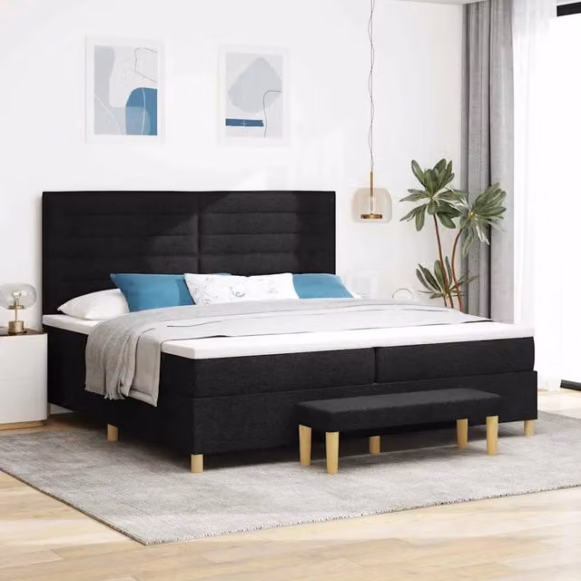 Letto a molle con materasso vidaXL in tessuto nero L 200 cm x P 200 cm x H 203 cm – 1