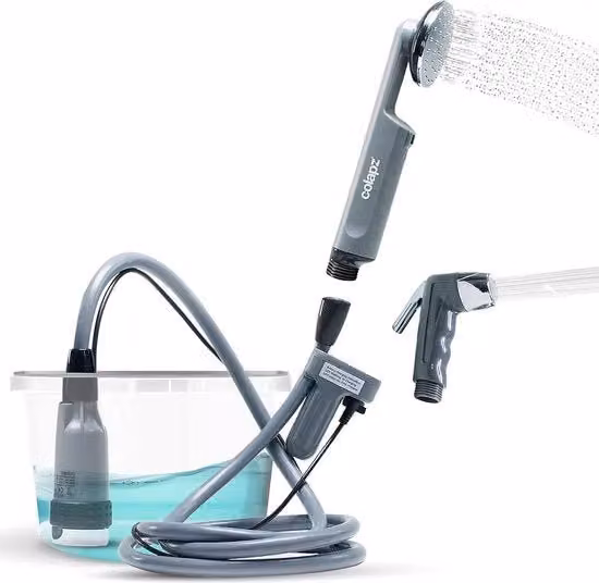 Doccia Portatile per Campeggio - Doccia per Cani - 1 Testa di Doccia con Alta Pressione - 1 Bocchetta di Doccia - Inclusa Tasca Portatile - Accessori per Campeggio - Kit di Base