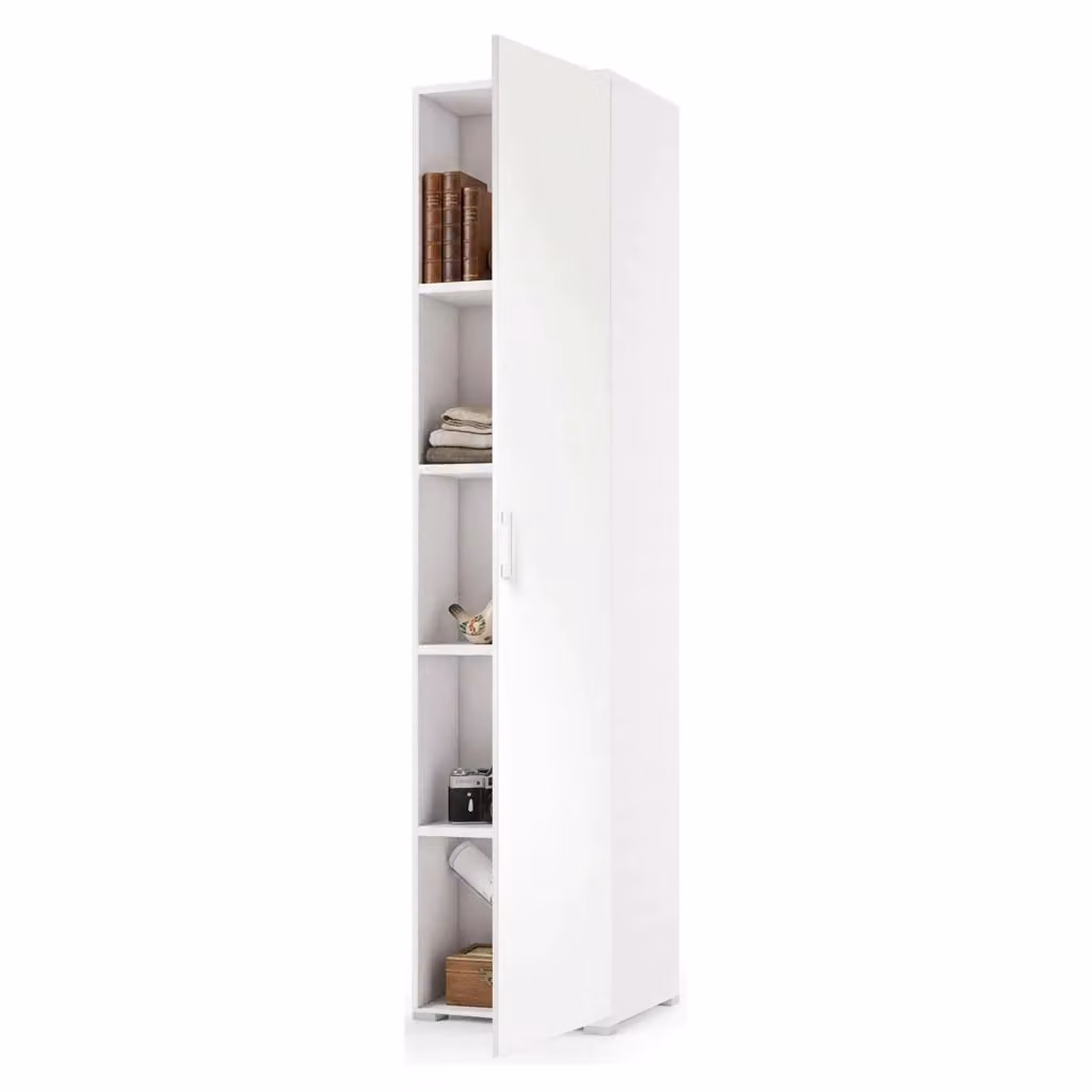 Armadio Multiuso Aloise DMORA con 1 Anta e 4 Ripiani, Bianco Opaco, L: 45 cm, H: 195 cm – 2