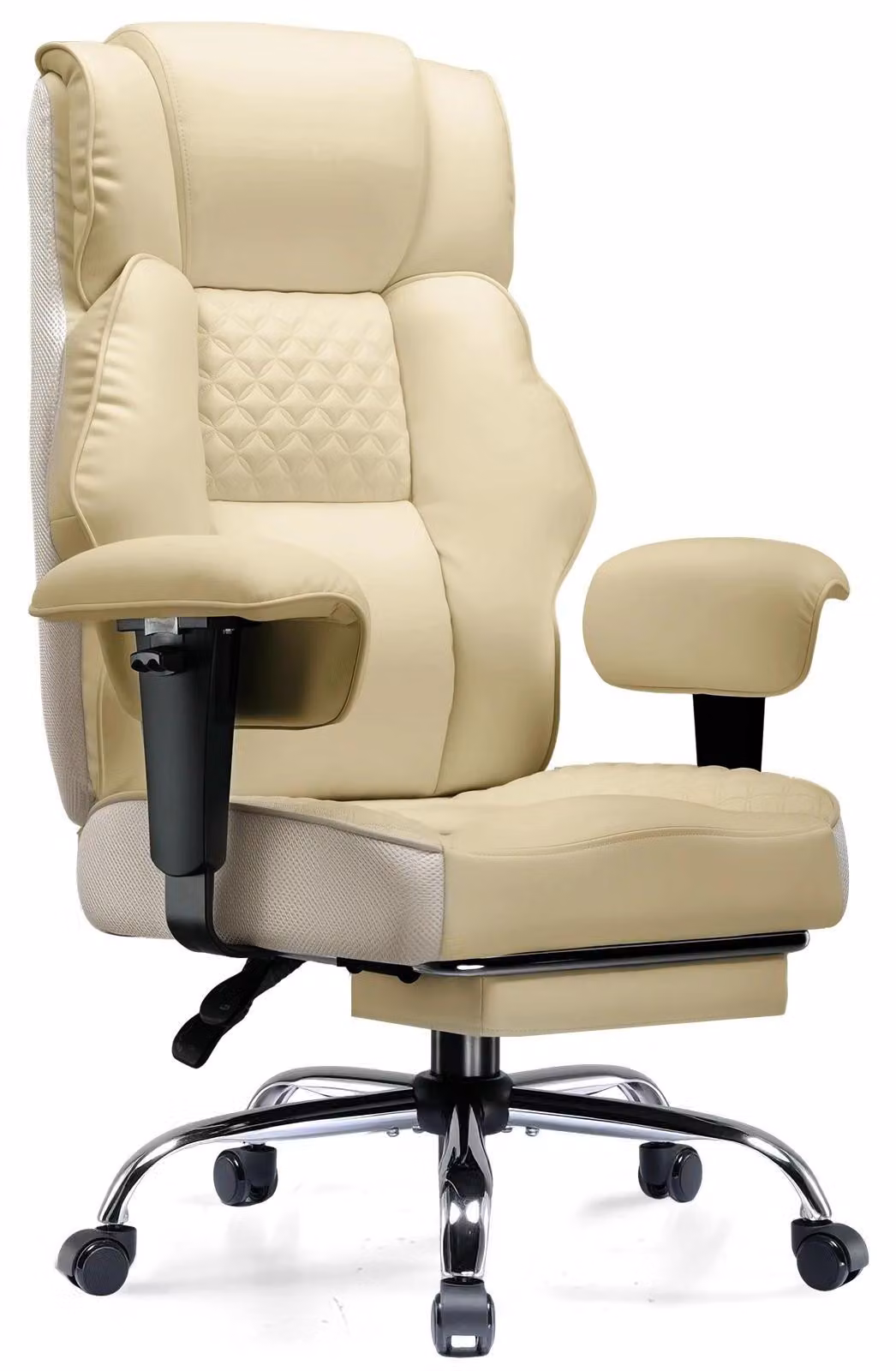 GT216 - Sedia da ufficio - Ergonomica - Regolabile in altezza - Girevole - Con braccioli - Rotelle - Pelle finta - Bianco caldo