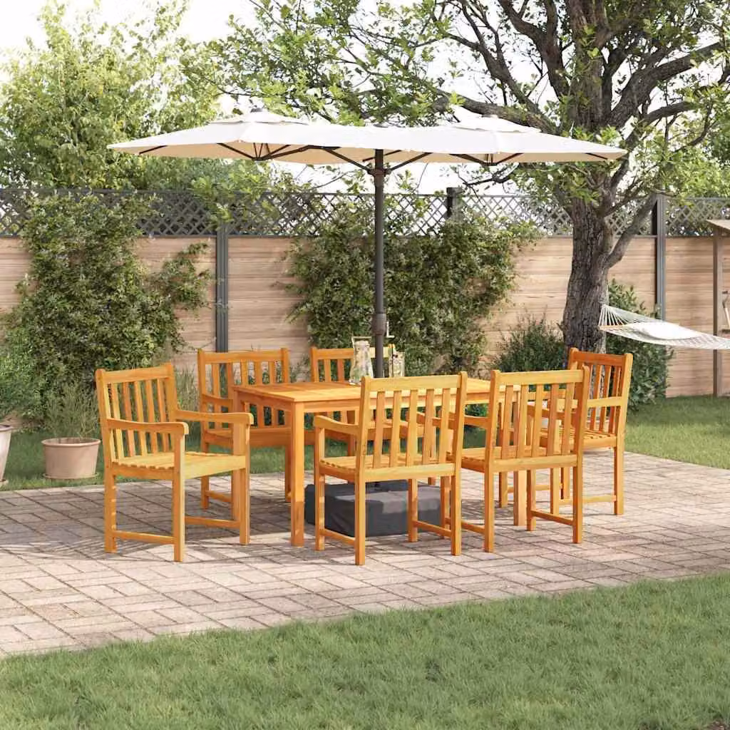 Maison Exclusive - Set da pranzo per esterno, 7 pezzi, legno massello di acacia, color marrone