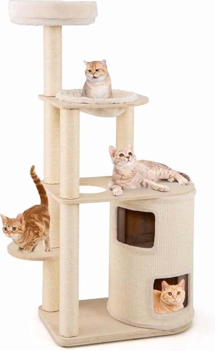Albero per gatti da 151 cm con casetta a 2 piani e amaca