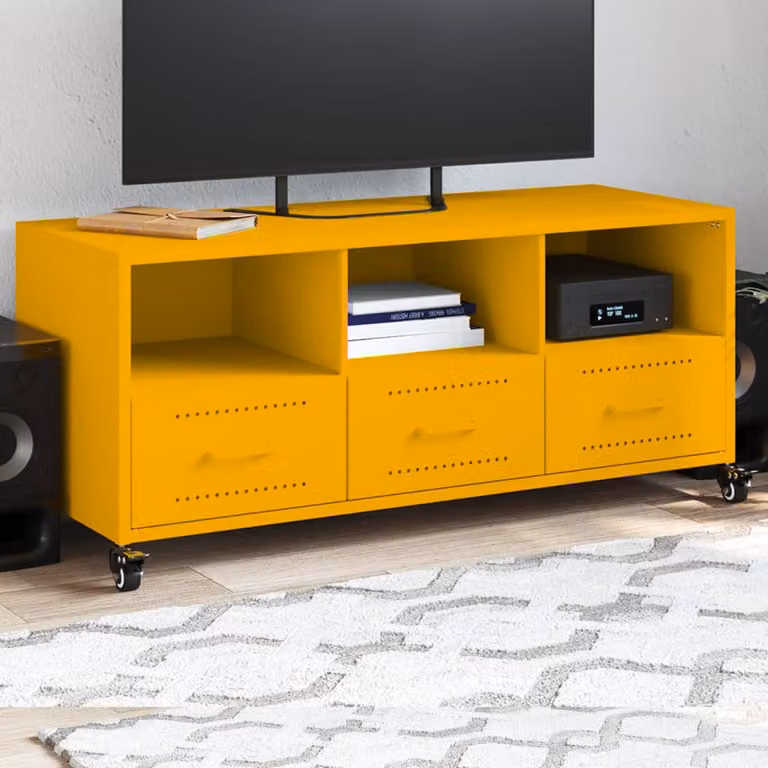 Mobile TV vidaXL in acciaio Giallo Senza opaco L: 100,5 cm, P: 39 cm, H: 43,5 cm