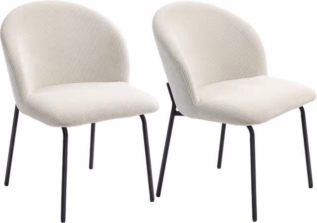 Set di 2 sedie da pranzo Xylo in velluto beige con gambe in metallo L: 56 cm, P: 58 cm, H: 78 cm