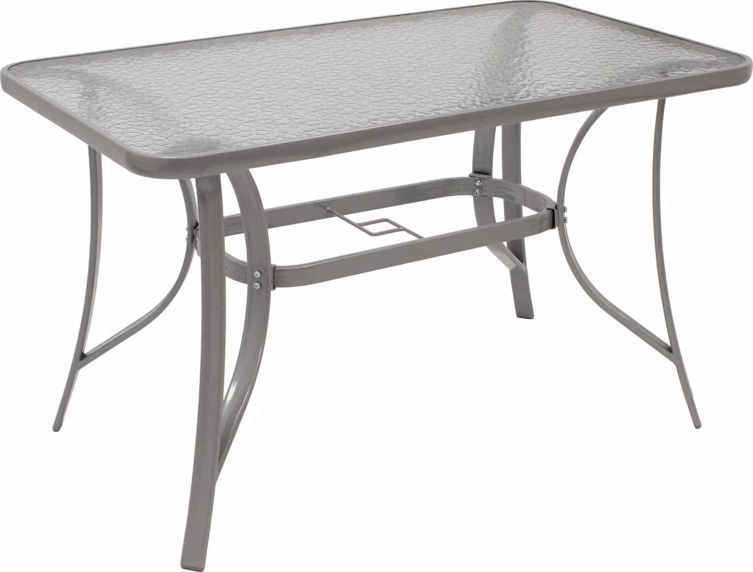 DEGAMO tavolo da giardino tavolo da pranzo tavolo in vetro 120x70cm, metallo grigio + vetro di sicurezza