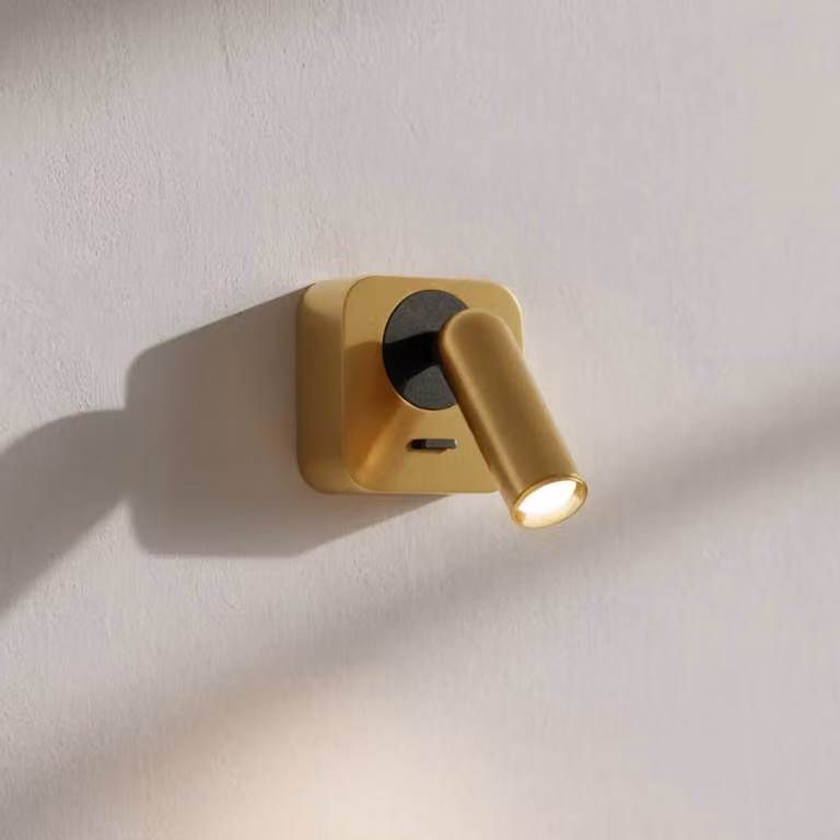 ideal lux Faretto LED da parete IDEAL LUX "Bean", color ottone, larghezza 7 cm Bean, Ottone / Oro, Soggiorno / Sala da pranzo, Metallo, Moderno