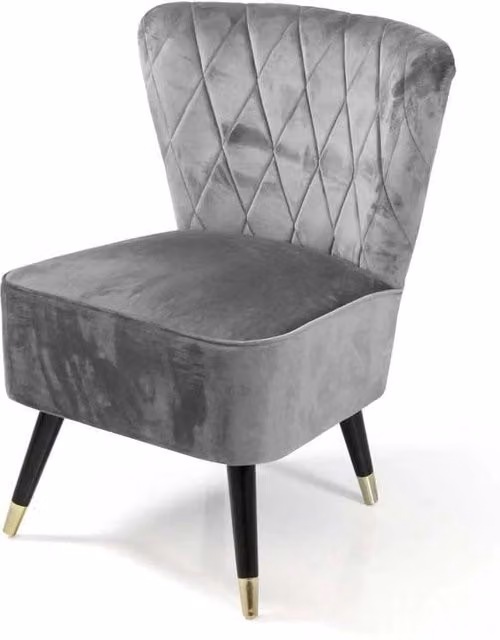 POLTRONA IN VELLUTO CON GAMBE NERE 63,5 X 66 X 84 CM CM COLORE GRIGIO