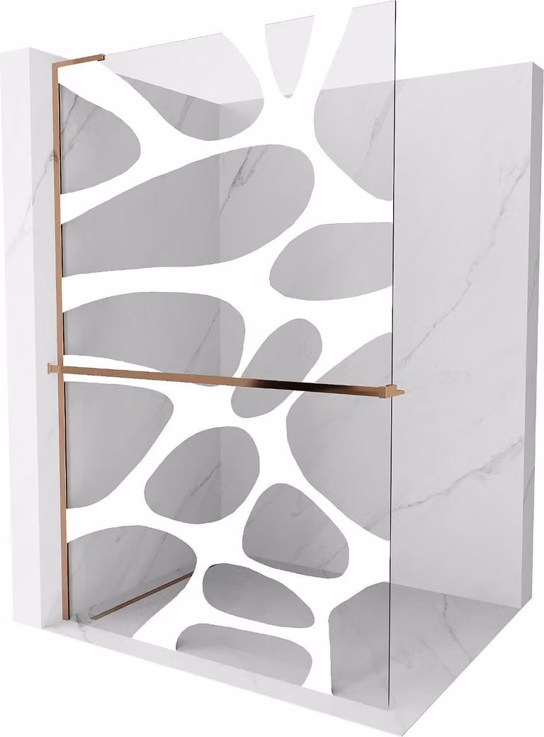 Mexen Kioto+ L parete doccia con ripiano Walk-in 90 x 200 cm, onda bianca, oro rosa - 800-090-123-60-97