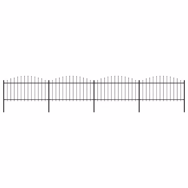 Recinzione da giardino vidaXL con punta a lancia in acciaio nero L: 671 cm, H: 150 cm