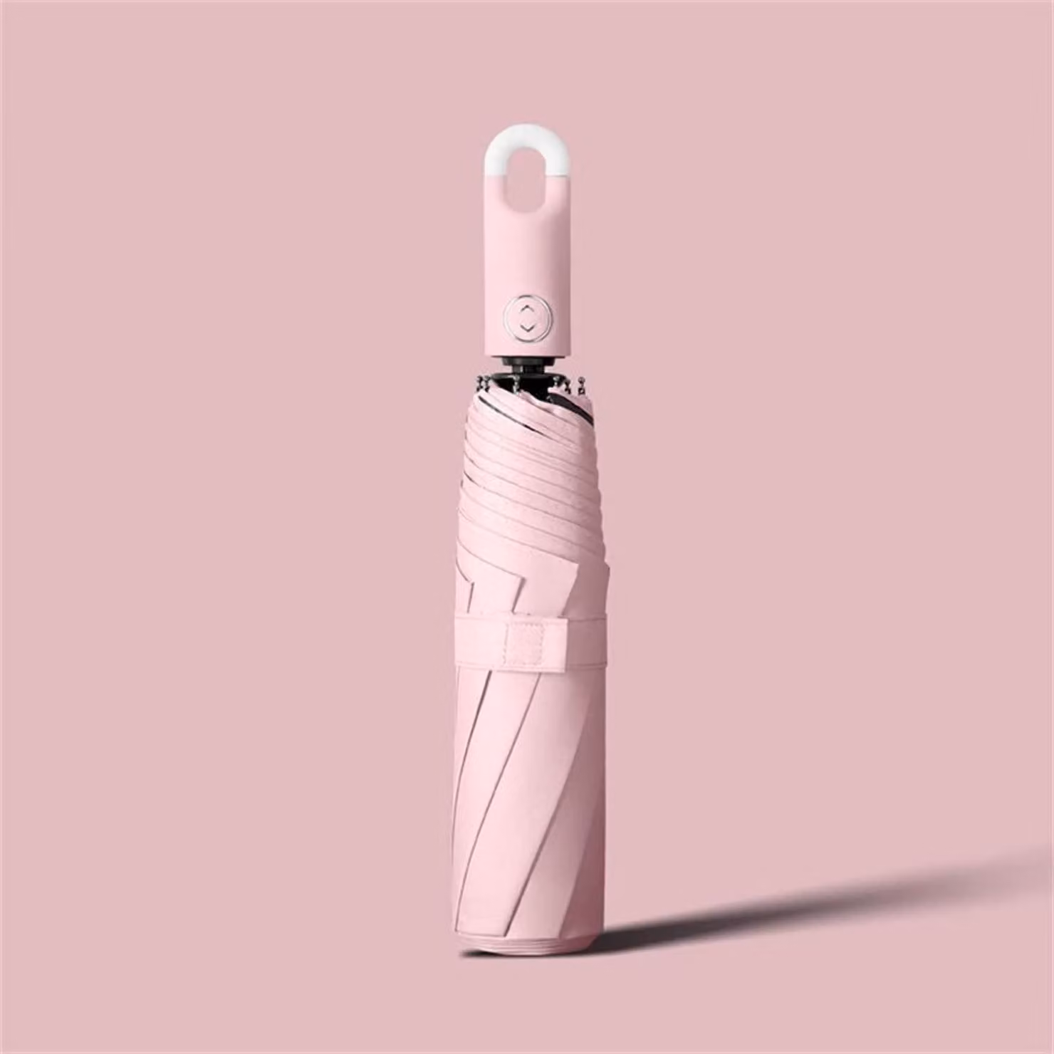 Ombrello automatico, resistente al vento, con protezione solare, colore rosa