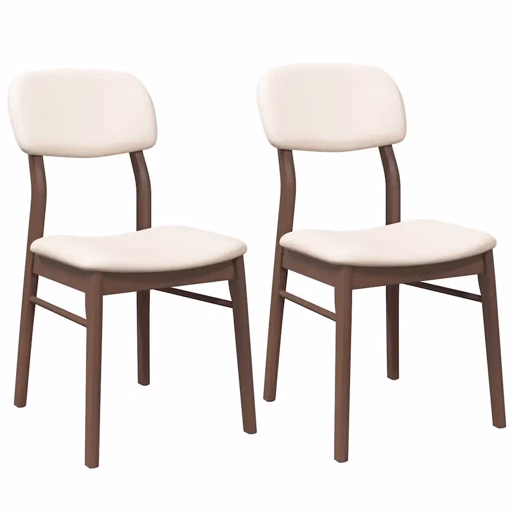 Set di 2 sedie da pranzo moderne vidaXL in legno di Hevea marrone con cuscini in tessuto – 2