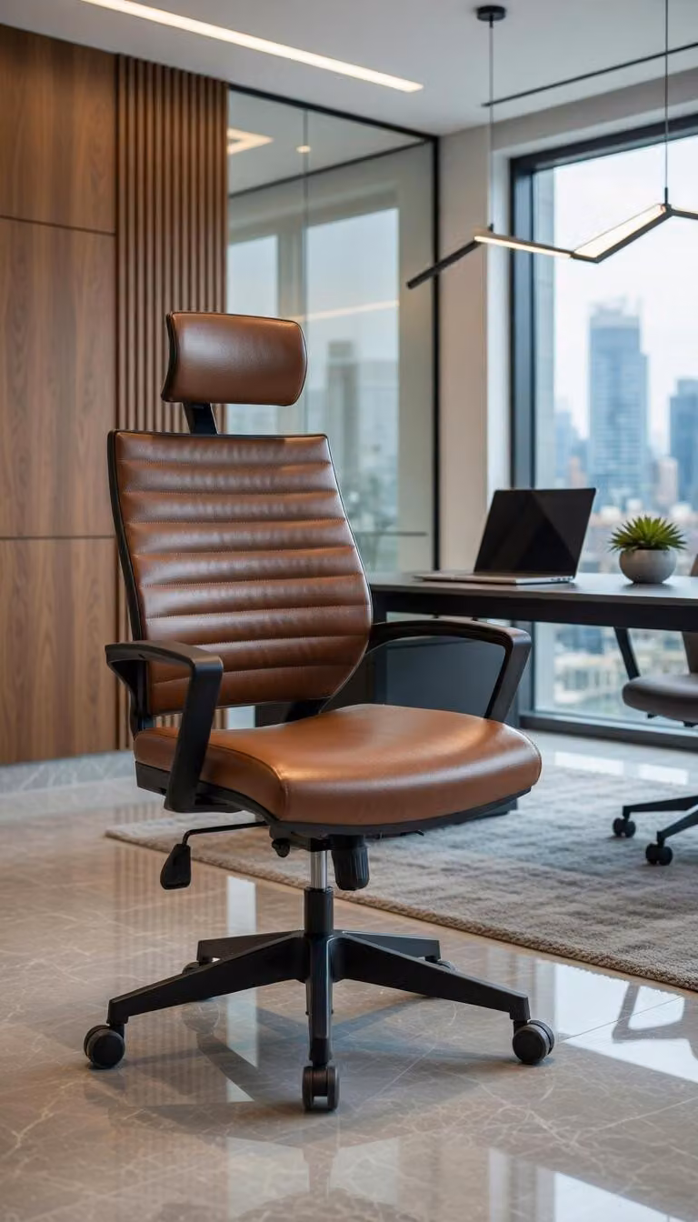 Sedia da ufficio confortevole, con schienale ergonomico e rivestimento in ecopelle