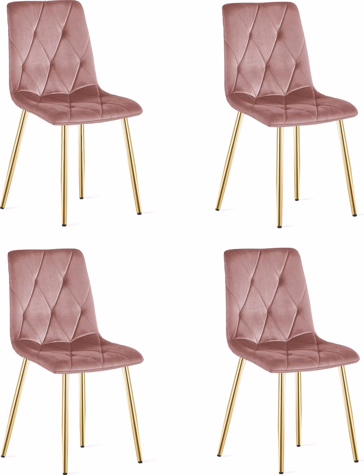 Sedia LIBRA - velluto rosa / gambe color oro x 4