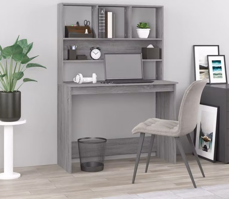 Maison Exclusive - Scrivania con scaffale Grigio Sonoma 102x45x148 cm Materiale ligneo
