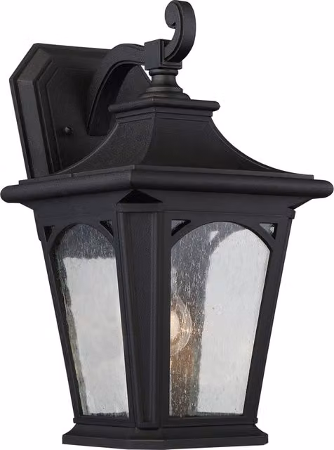 Applique da esterno Quoizel Bedford nera con vetro trasparente, attacco E27 60W, protezione IP44