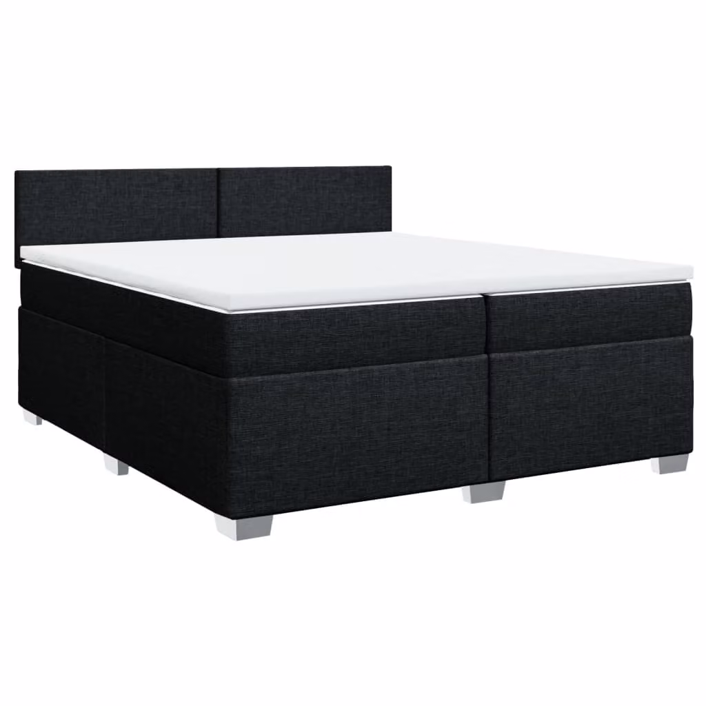 Giroletto a Molle con Materasso Nero 200x200 cm in Tessuto