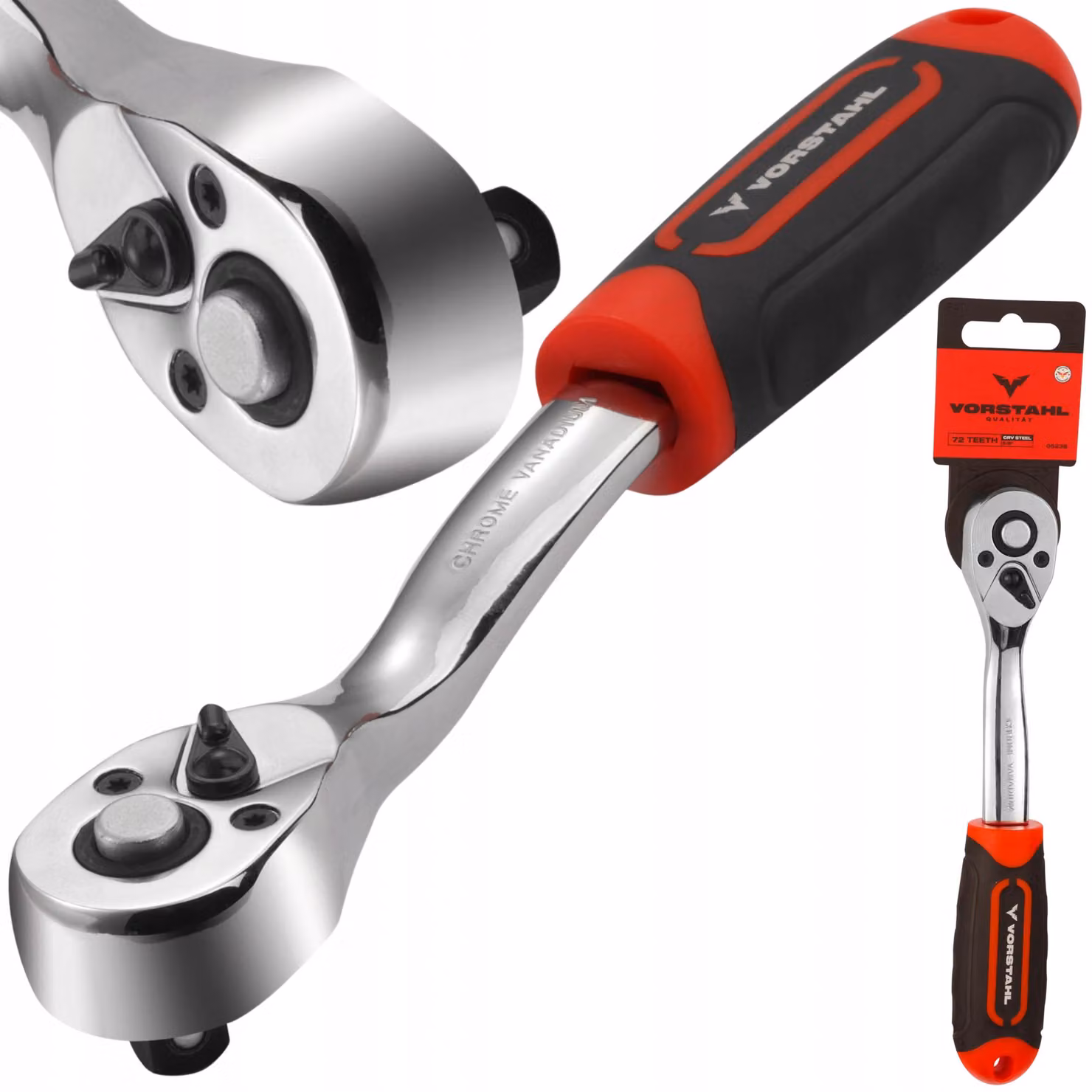 Chiave a cricchetto Vorstahl, 3/8 di pollice, acciaio CrV/CrMo, 72 denti