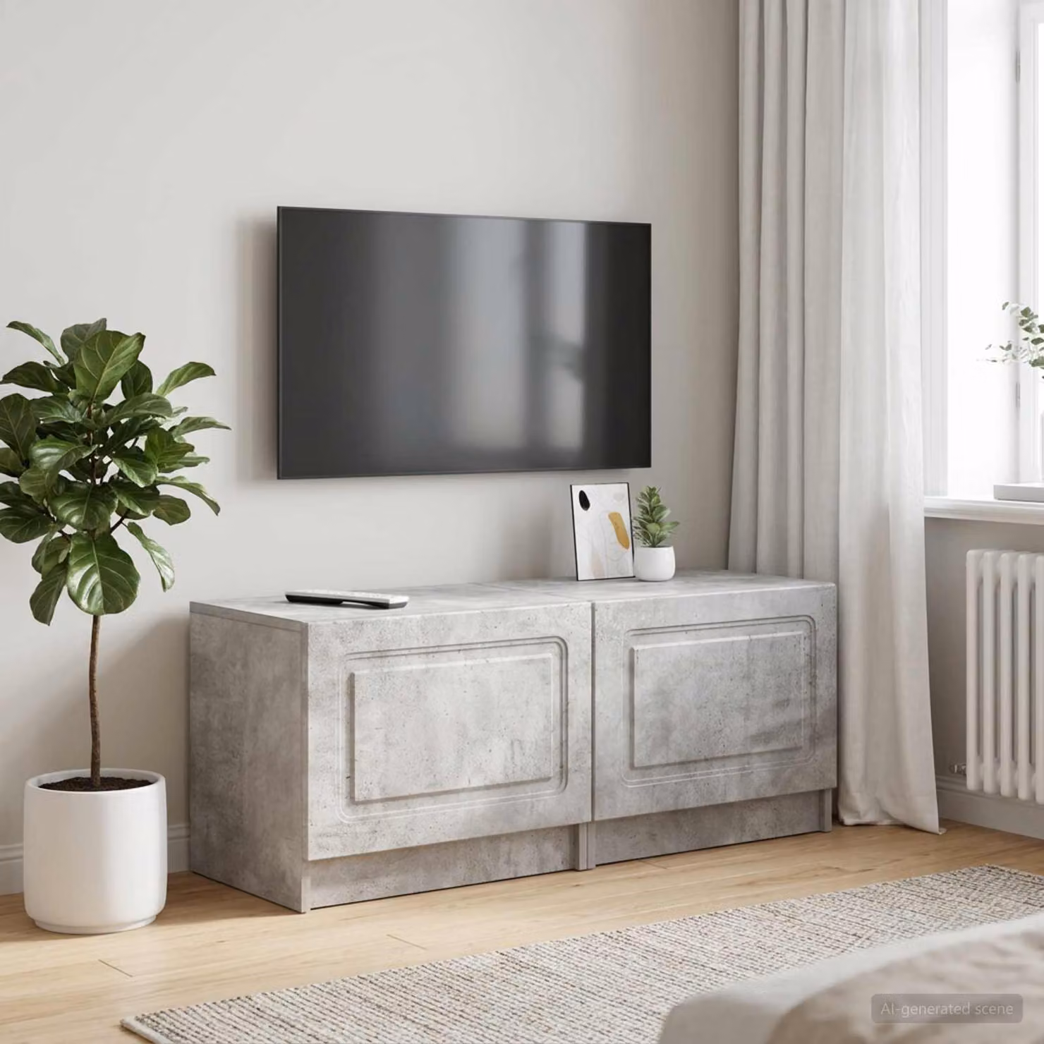 Mobile TV moderno vidaXL in legno ingegnerizzato e MDF, Grigio Cemento, L: 120 cm, P: 40 cm, H: 49 cm