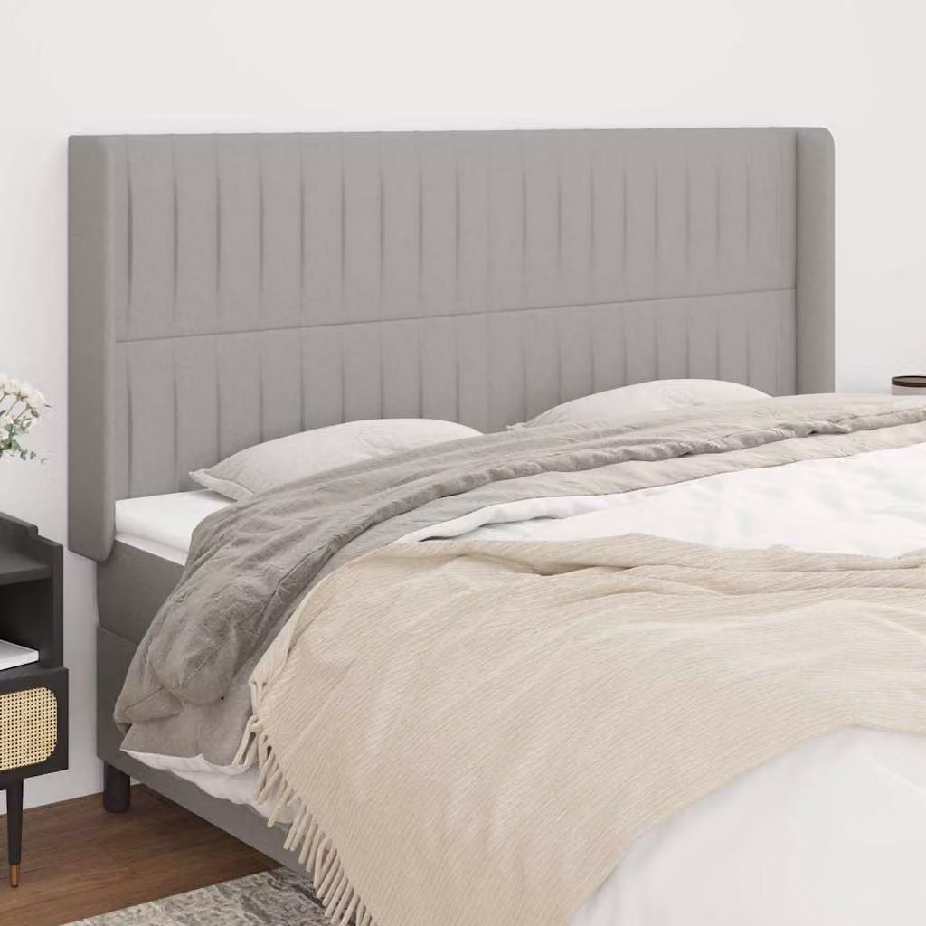 Testiera ad Orecchio vidaXL in Tessuto Grigio con Struttura in Legno L/P/H: 163 x 16 x 118 cm