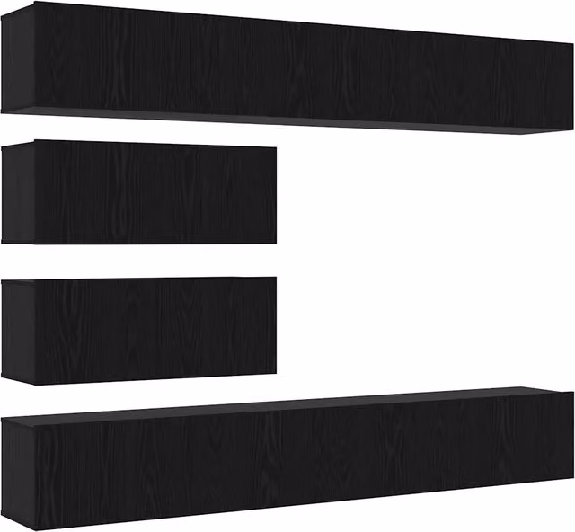 Set mobile TV 6 pz | Armadietto TV | Mobile Porta TV Rovere Nero Legno multistrato
