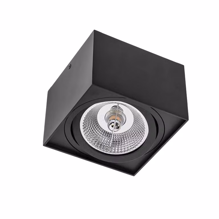 Faretto da soffitto nero D-145mm AR111 GU10 orientabile IP20 quadrato