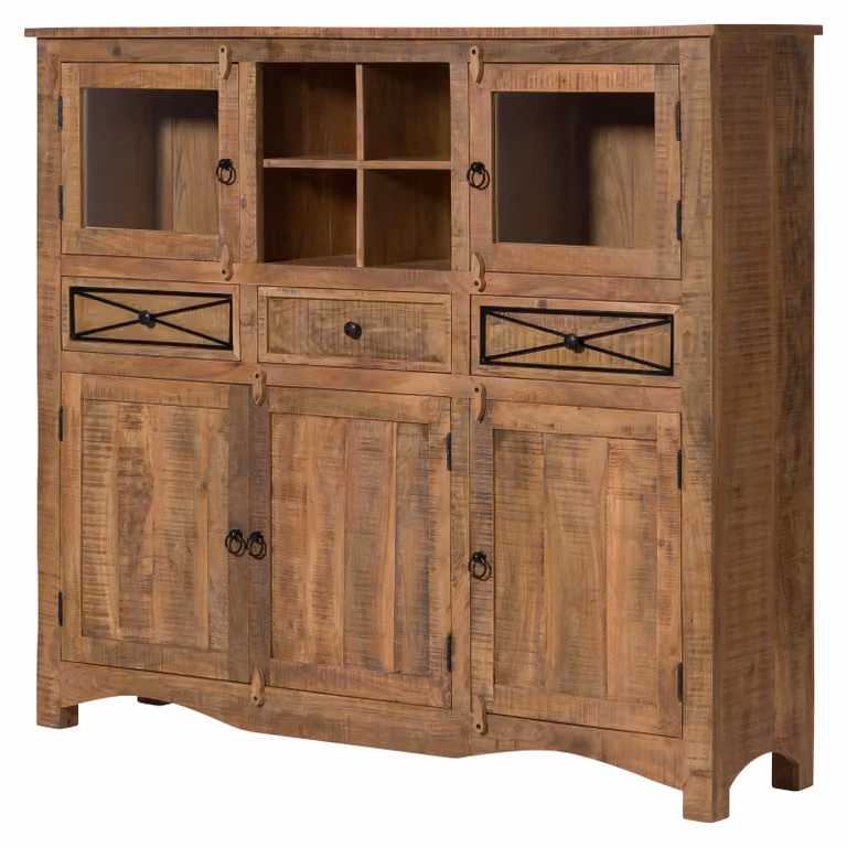 MASSIVMOEBEL24 | Credenza in legno di acacia 160x40x140 finitura naturale protettiva NATURE OF SPIRIT #339