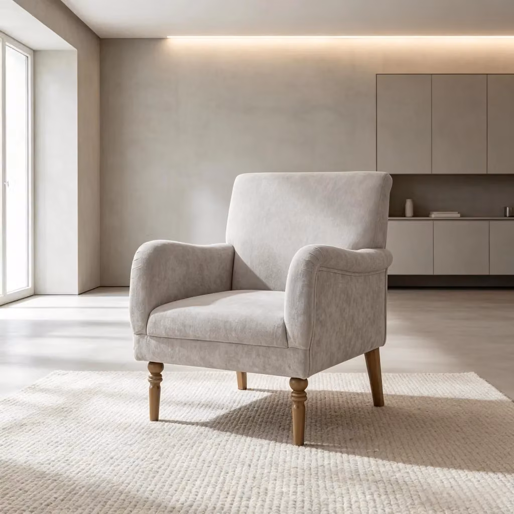 Poltrona relax WISHDOR singola in tessuto grigio con struttura in legno e braccioli per soggiorno o camera da letto – 2