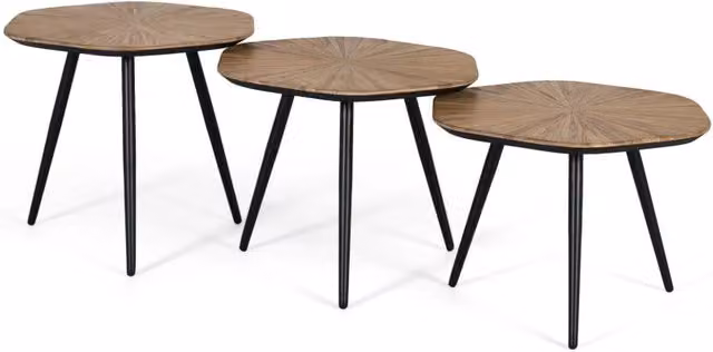 Set di tre tavolini laterali in legno di teak