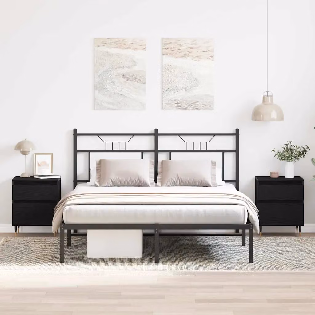 Set di 2 Armadi da Notte vidaXL in MDF Rovere e Nero L: 40 cm, P: 35 cm, H: 50 cm