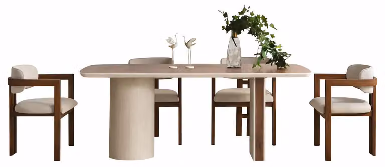Elegante tavolo da pranzo con 4 sedie di design in MDF per ambienti moderni