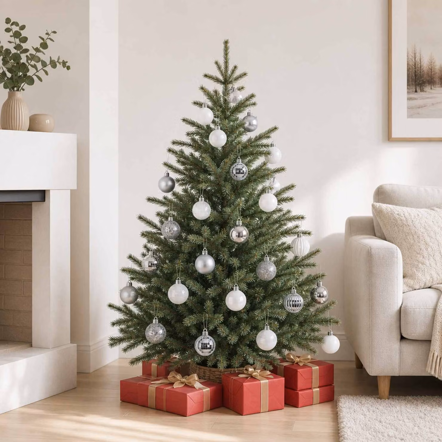 vidaXL Set di Palline di Natale 100 pz Bianco e Grigio 4 cm
