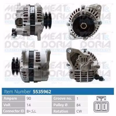 MEAT & DORIA 5535962 Alternatore LiMa 90 A 14 V per NISSAN PICK UP (D22) NP300 Pickup (D22)