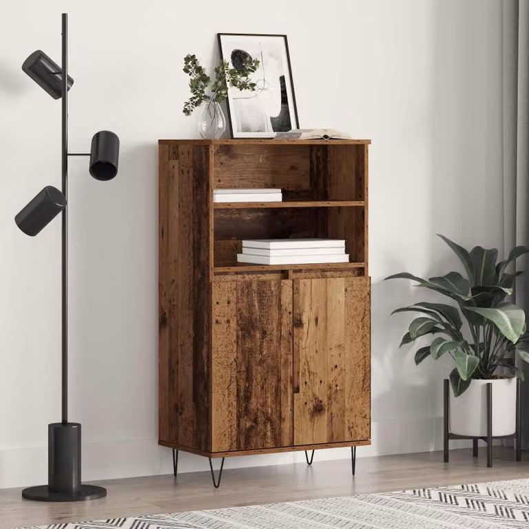 Credenza moderna vidaXL in legno marrone con ante a battente e ripiani interni L: 60 cm, P: 36 cm, H: 110 cm