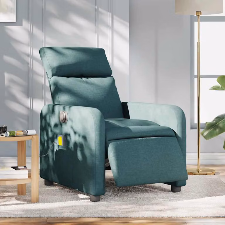 vidaXL Poltrona Massaggiante Reclinabile Elettrica Verde con Braccioli e Rivestimento in Tessuto