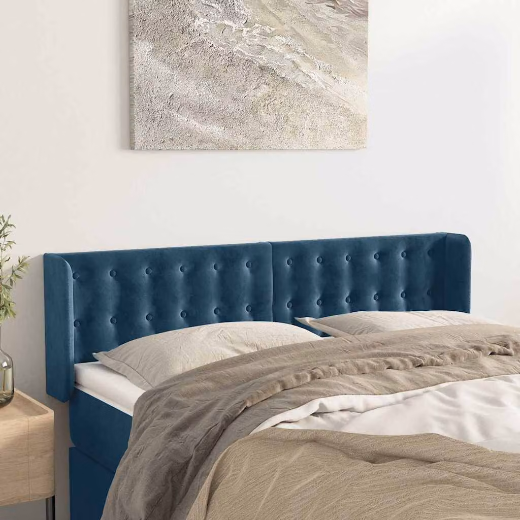 Testiera ad orecchio vidaXL in velluto blu scuro L: 147 cm, P: 16 cm, H: 78-88 cm