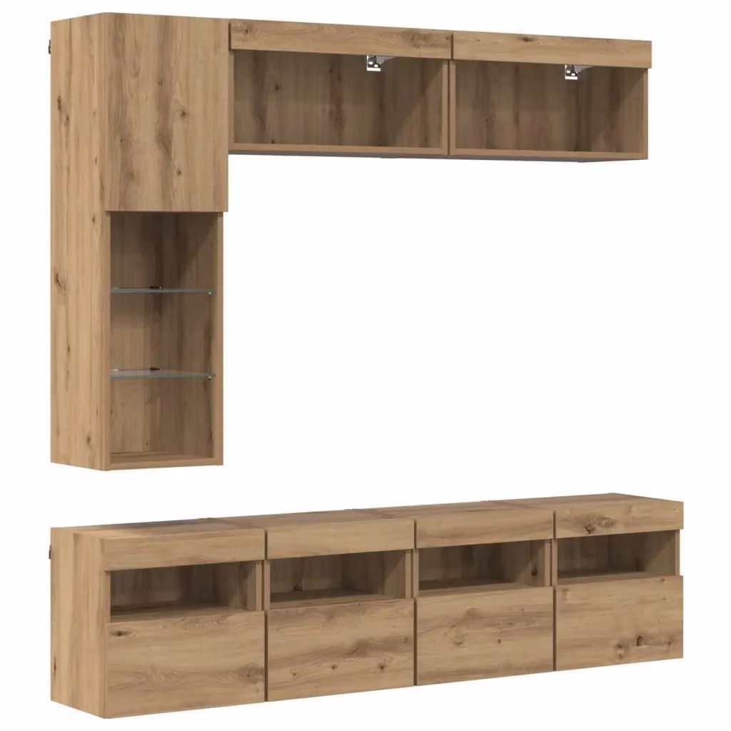 Mobile TV moderno vidaXL in legno rovere marrone con illuminazione LED integrata – 2