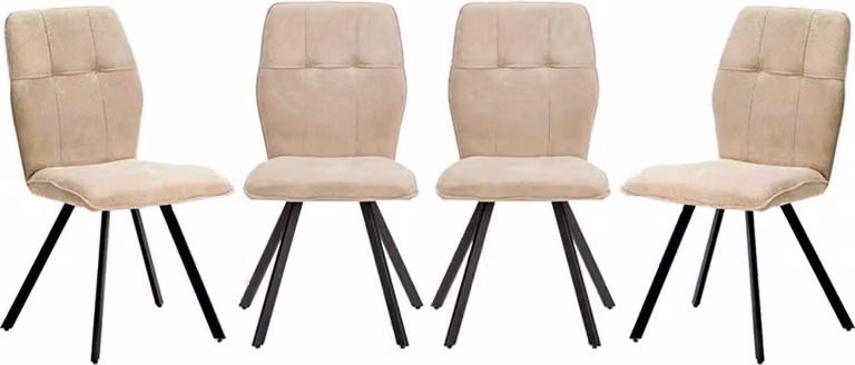 Calicosy - Set di 4 sedie in tessuto con gambe in metallo nero L47 cm - MERY