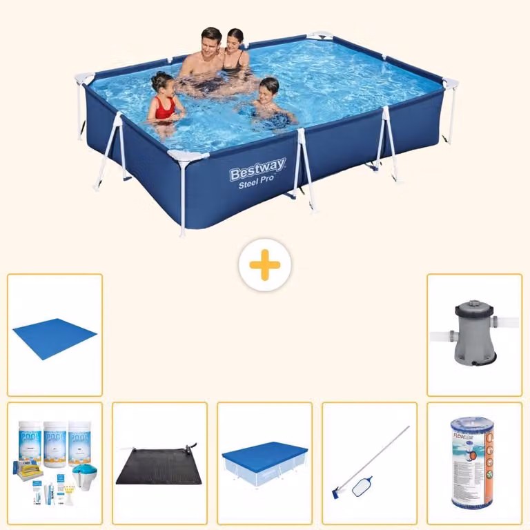Bestway Steel Pro, piscina rettangolare - 300x201x66 cm - 8 pezzi - Modello S22243