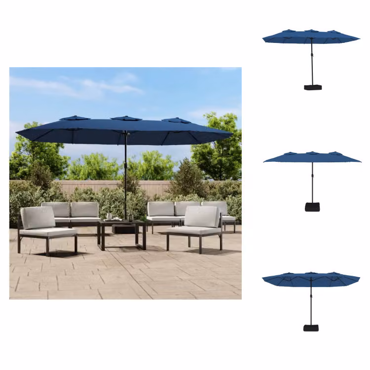 vidaXL Ombrellone doppio blu 449x245 cm - Ombrelloni e tende da sole